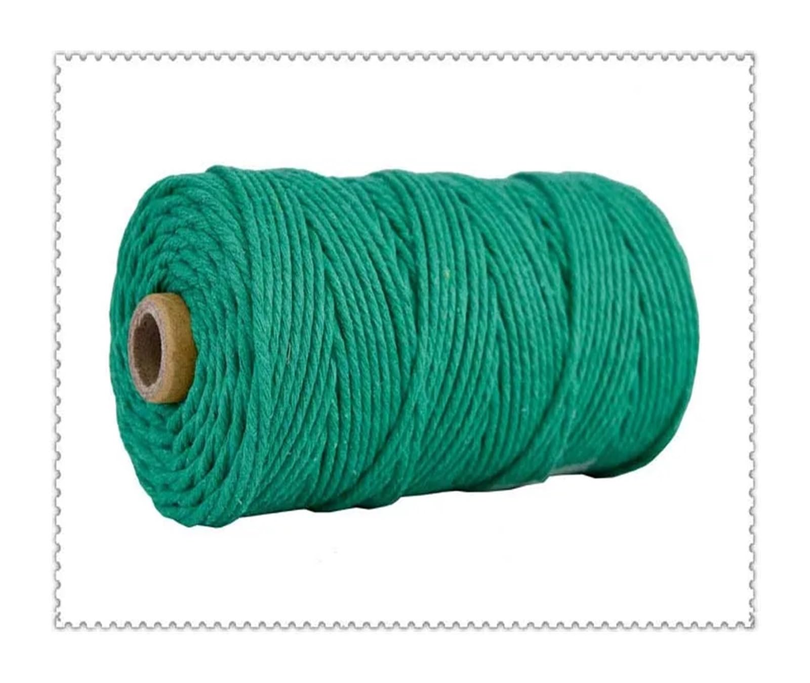 Baumwollschnur für Bastelarbeiten, Baumwoll-Makramee-Kordel, 3 mm, Mehrfarbig, 110 Yards, DIY-Heim-Hochzeitsdekoration(Green)