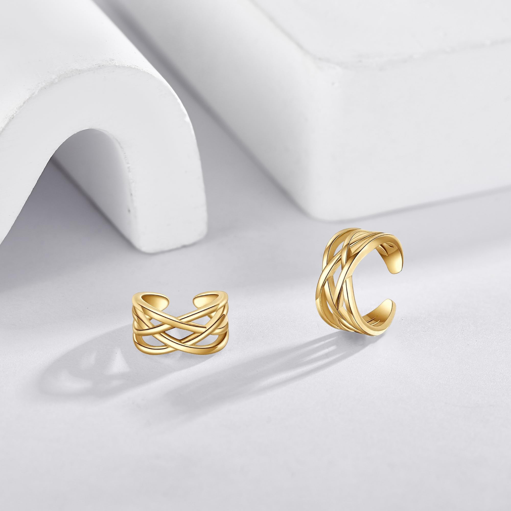 Keltisch Ohrmanschetten Sterling Silber Keltischer Knoten Clip auf Ohrringe Non Piercing Schmuck für Damen (Gold Ohrmanschetten)