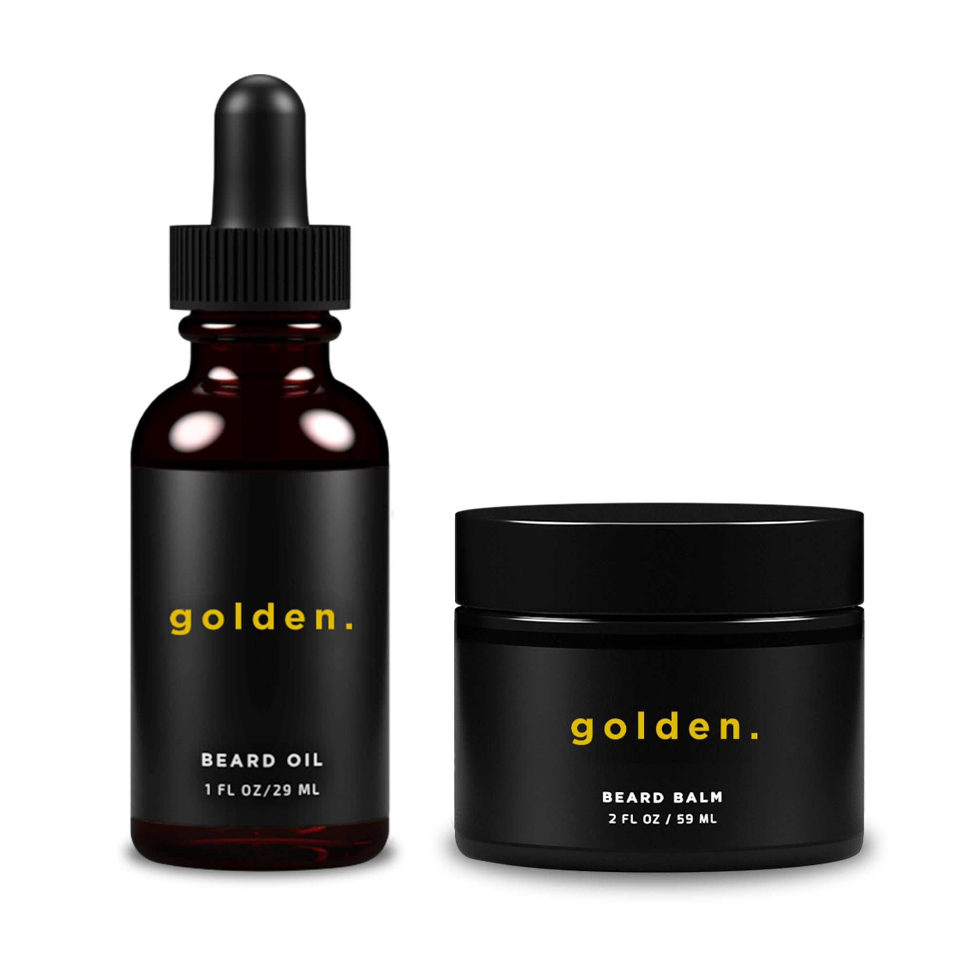 Golden Grooming Beard Bundle for Black Men | Natural Beard Growth Kit with Shea Butter | 2oz Balm & 1oz Oil, Fresh Scent