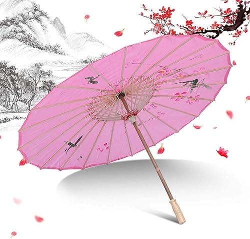 Miniatura 3 de HEALLILY Paraguas japonés chino de papel al óleo, sombrilla para bailar Umberlla, accesorios de fotografía para adultos o niños (rosa)
