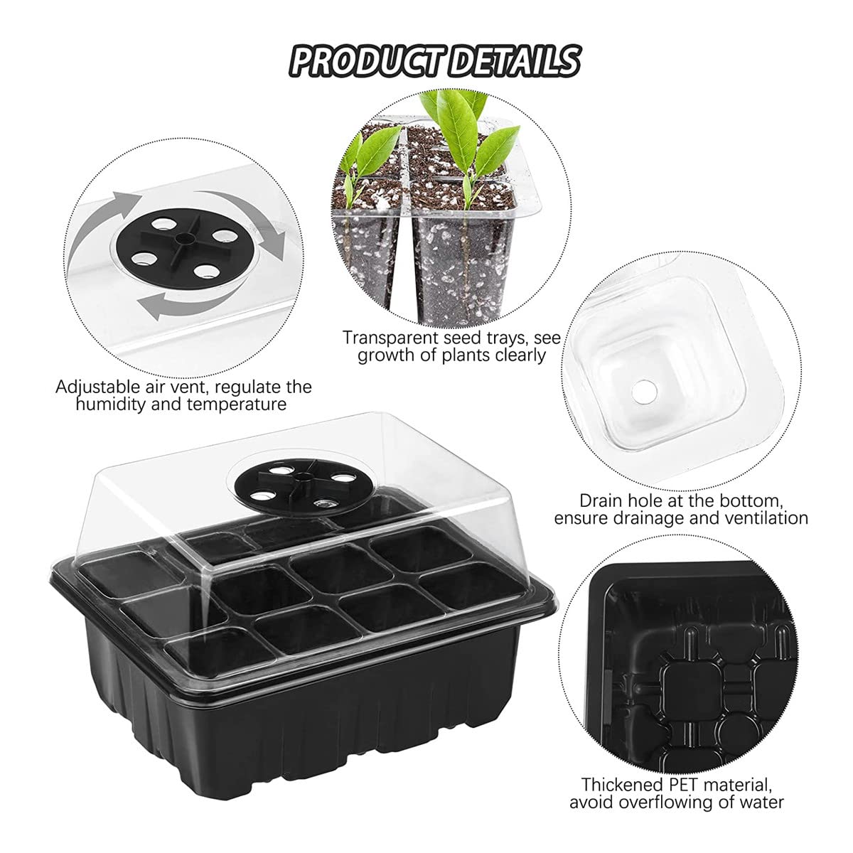 Vassoio Semi 10 Celle Riutilizzabile - Kit Serra Da Davanzale Per Piante E Orto - Foto 10