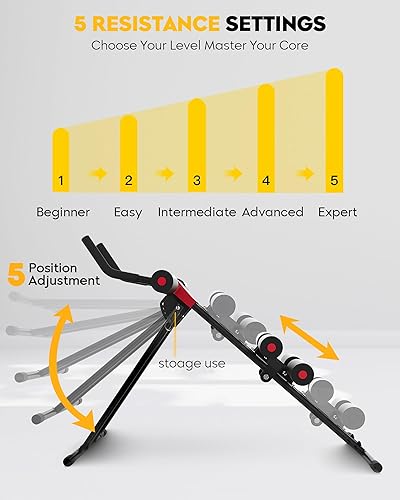 Miniatura 5 de Ab Machine Ab Trainer Machine Ab entrenamiento de abdominales ajustable en casa gimnasio Ab Cruncher plegable equipo de entrenamiento de fuerza