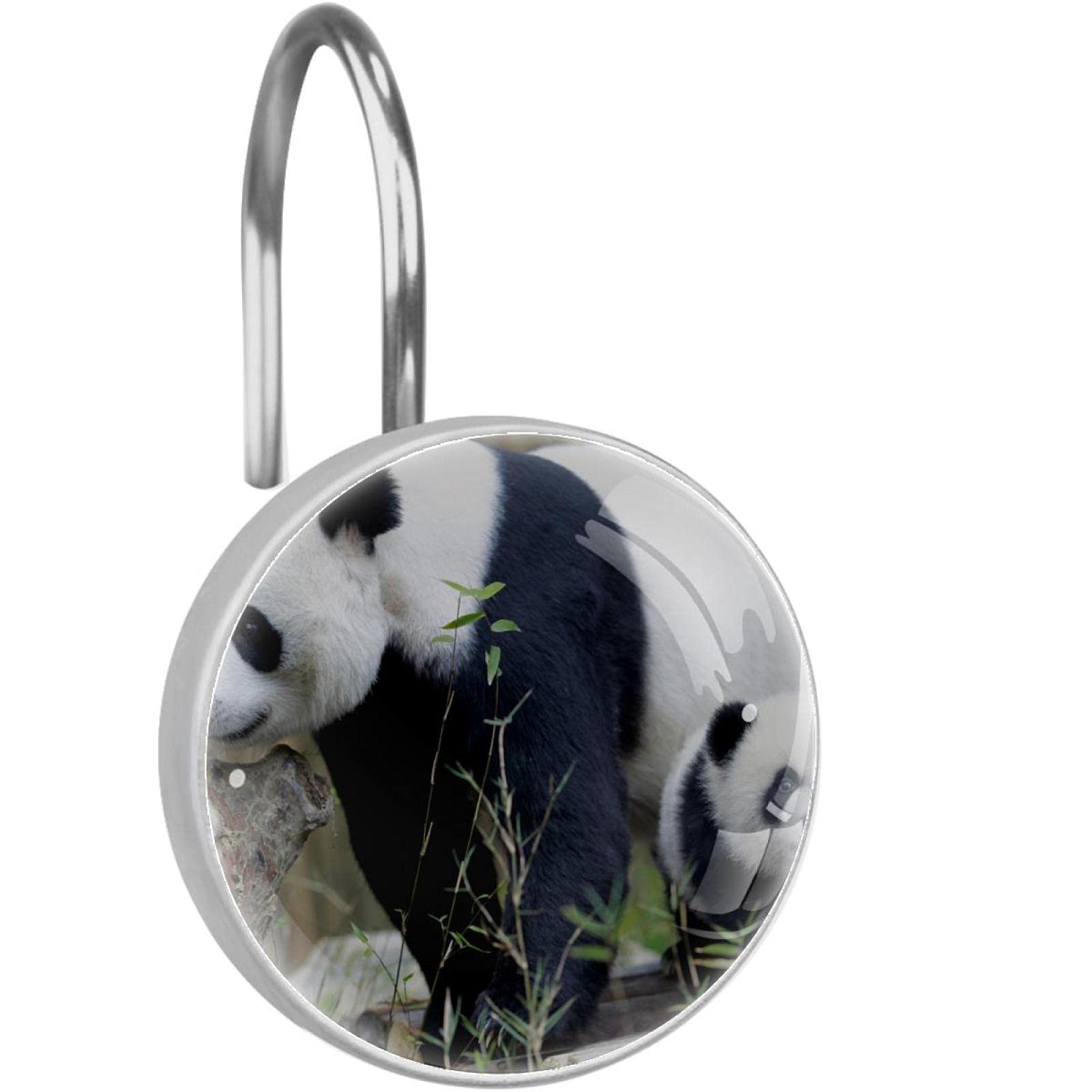 Crochets rideau de douche acier inoxydable lot de 12 anneaux anti-rouille panda