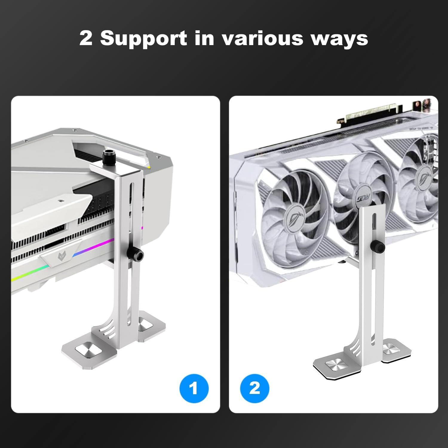 GPU Support Bracket, Video Graphics Card Support GPU Stand Holder with Magnet , Adjustable Anti Sag GPU Stand 35-125mm, Support GPU 4090 Thickness Support up to 75mm（White）