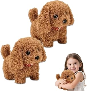Realistic Robot Dog with Fur, 2 x Electronic Pets Puppies that Run, Bark & Wags Tail, Interactive Robot Puppy, Running Dog Toy from 3 Years, Gift for Boys/Girls