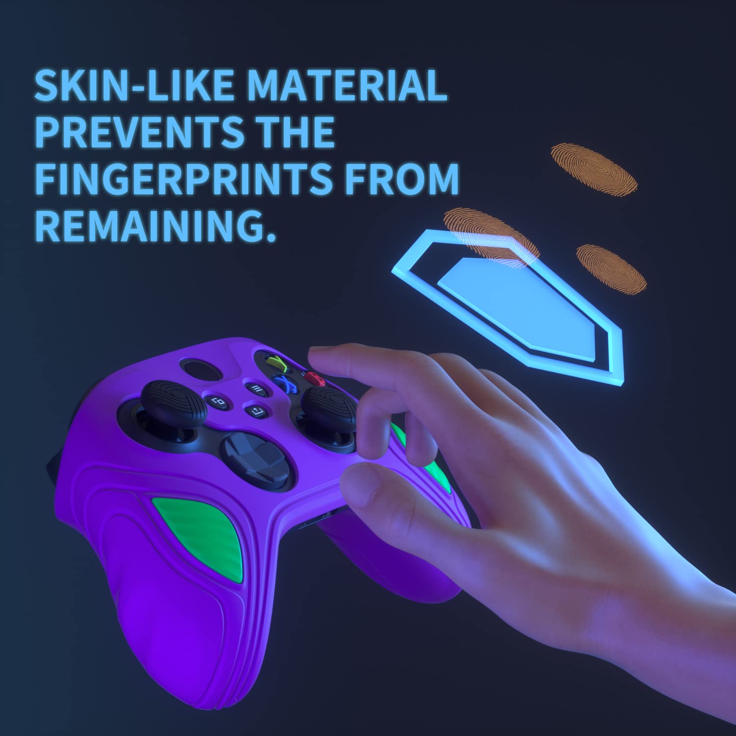 PlayVital Coque Protection pour Xbox Series X/S Manette Accessoires Protège,Housse avec Capuchon Joystick pour Xbox Core Controller Cover Silicone Skin-Néon Genesis Violet & Vert,Édition Scorpion