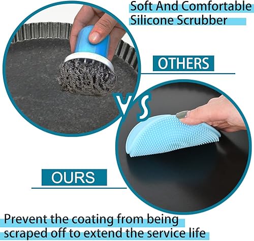 Miniatura 6 de Juego de 10 mini sartenes para tartas con fondo extraíble de 4 pulgadas, antiadherente, redonda, acero al carbono resistente para pasteles de