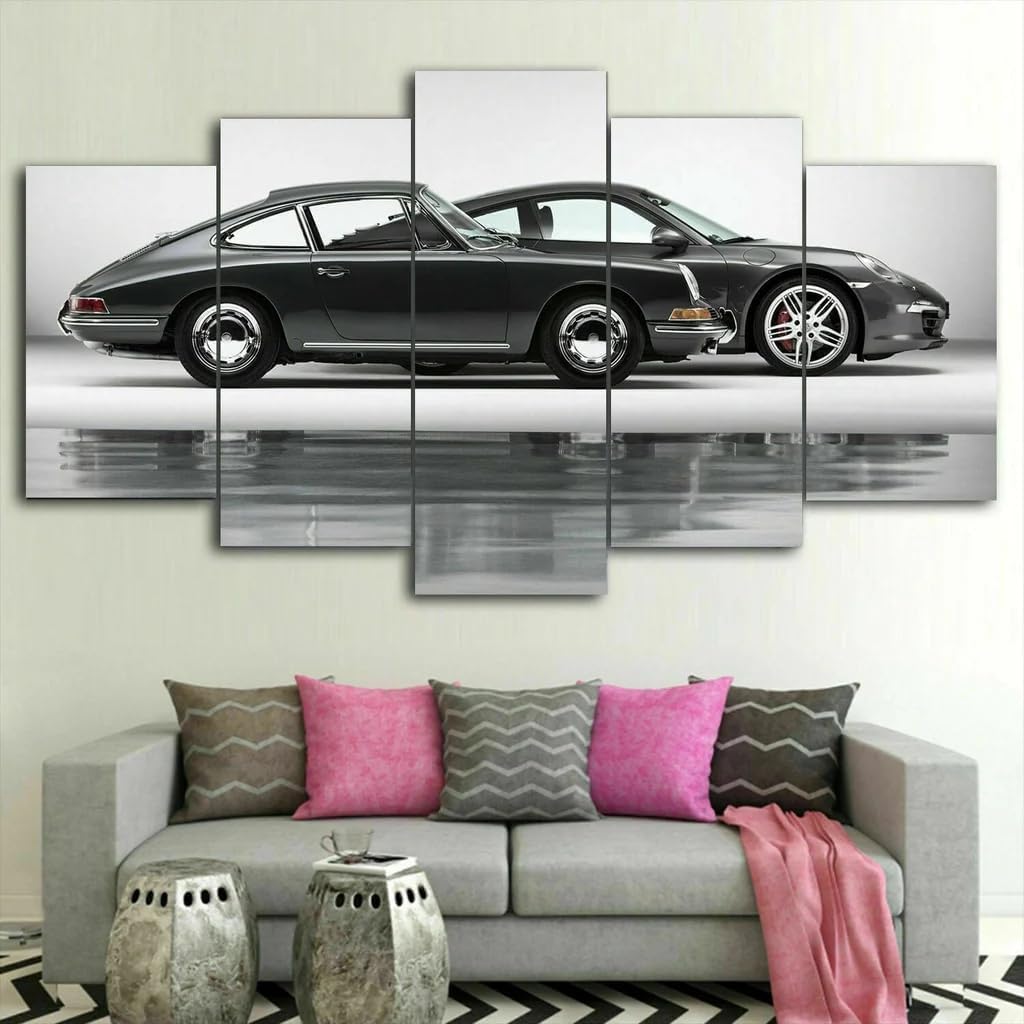 Tableau Decoration Murale Salon Porsche 911 Evolution Toile 5 Panneaux - 7