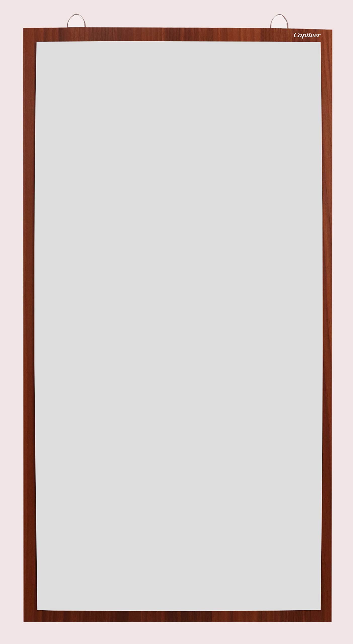 Captiver Frameless Engineered Wood Rectangle Wall Hanging Solid Base Mirror (65X34 CM, Teak) Bathroom Bedroom Living Room Decorative Dressings Fancy Mirrors Self-image-40