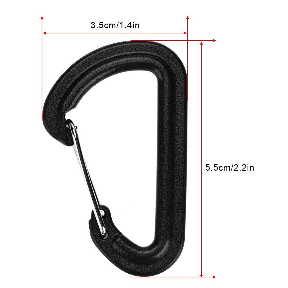 Lot De 20 Mousquetons D Ring En Plastique POM – 5,5 Cm, Charge 20 Kg – Pour Camping, Randonnée, Clés