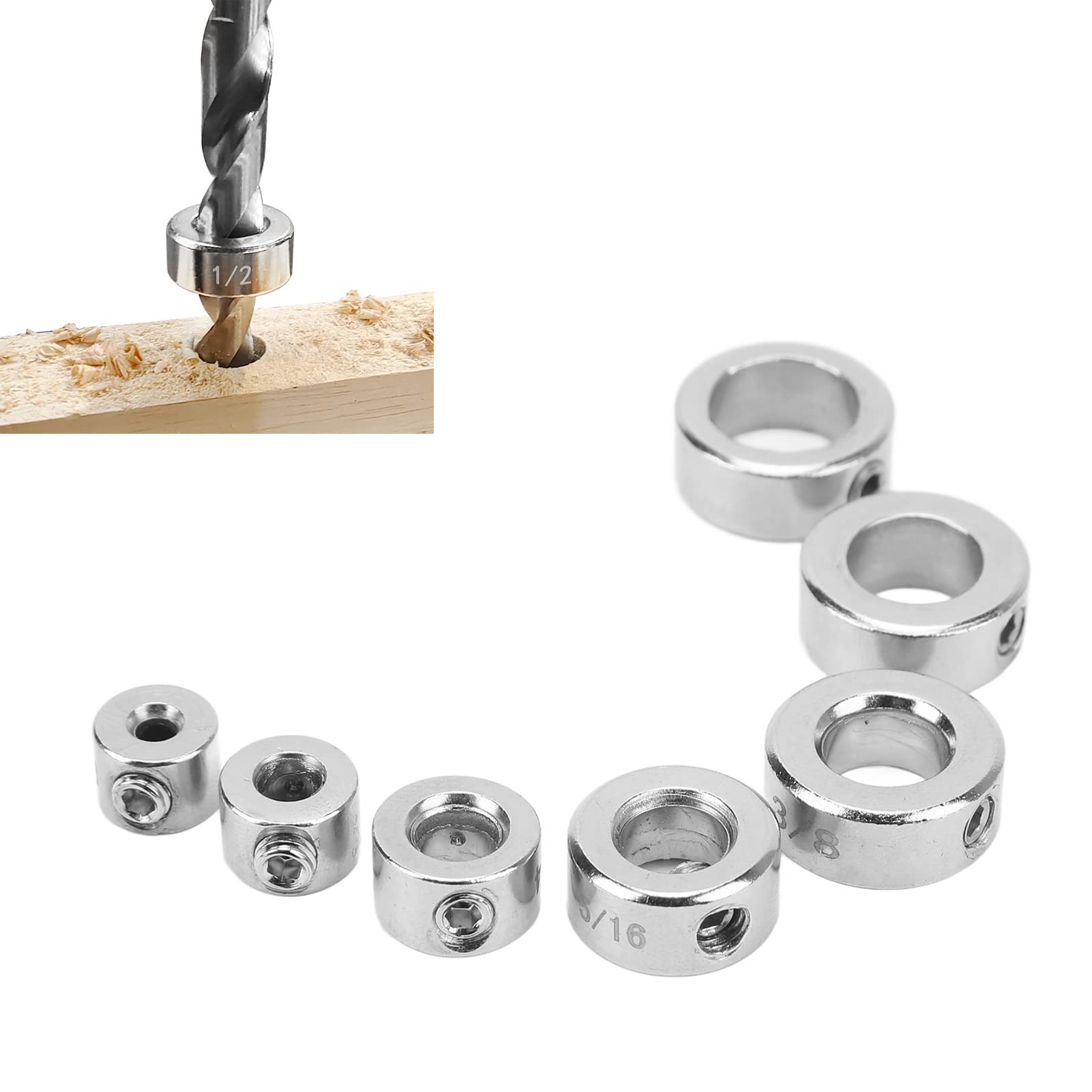 Drixet Bohrstopp-Bit-Kragen-Set – 9 Größen Inkl. Inbusschlüssel – Für Präzise Bohrtiefen Bei Holz & Metall