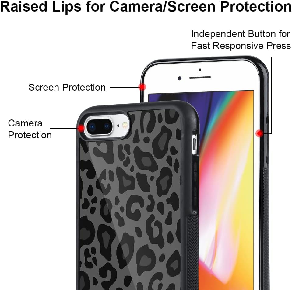 OOK Hard Case for iPhone 7 Plus, iPhone 8 Plus Full Body Protection Shock Absorption Cover with Leopard Print Design Tire Tread Anti-Slip Wireless Charging iPhone 7/8 Plus Case for Girls Women