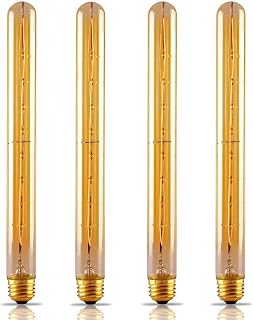 CTKcom T10/T300 40W Amber Vintage Edison Bulb， E26 Medium Base，2200K-2300K Tubular Bulb Nostalgic Tungsten Filament Antique Bulb Amber Glass for Industrial Wall Sconce Pendant Lighting-(4 Pack)