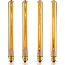 T10/T300 40W Amber Vintage Edison Bulb, E26 Medium Base,2200K-2300K Tubular Bulb Nostalgic Tungsten Filament Antique Bulb Amber Glass for Industrial Wall Sconce Pendant Lighting-4 Pack