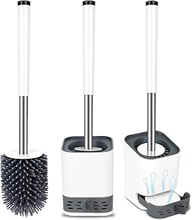 Glowbal Klobürste, Toilettenbürste Silikon mit Behälter schnell trocknendem, WC bürste für Badezimmer Gäste-WC, Wandmontage & Stehen