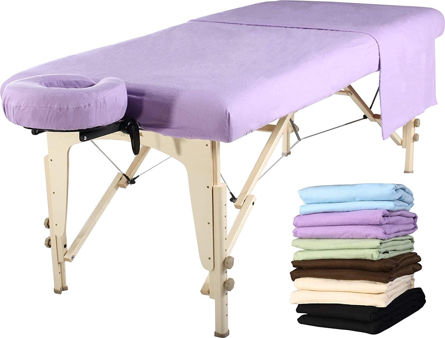 Master Massage Cotton Flannel Cover Set (3 pc set) For Massage Table, Beauty Salon SPA Bed Replacement Cover, Include Table Cover, Face Cushion Cover, Table Sheet- (Purple) : Beauty & Personal Care
