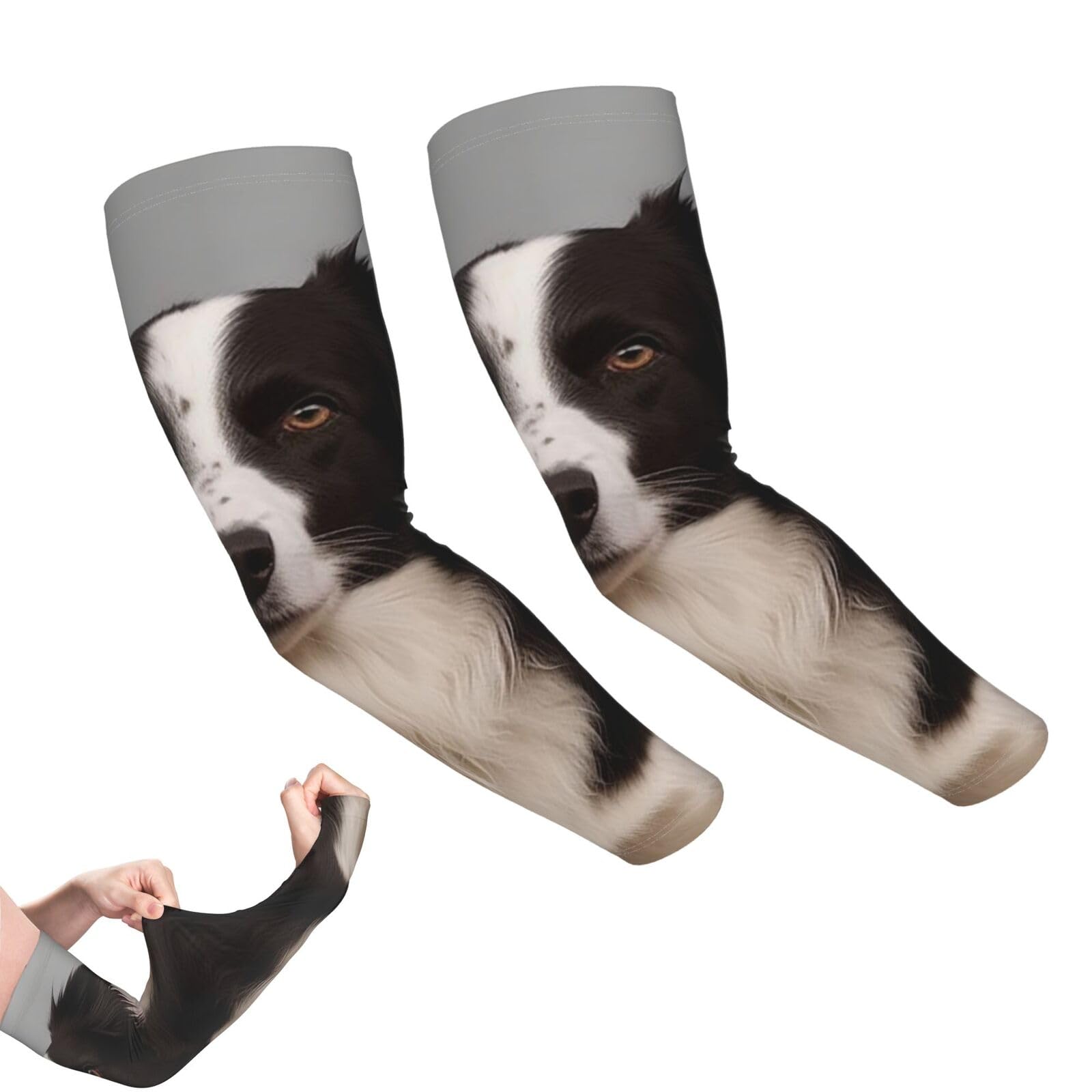 VTCTOASY Arm Sleeves for Men Women UV Sun Protection Sleeves Border Collie Arm Sleeve Cooling Tattoo Cover