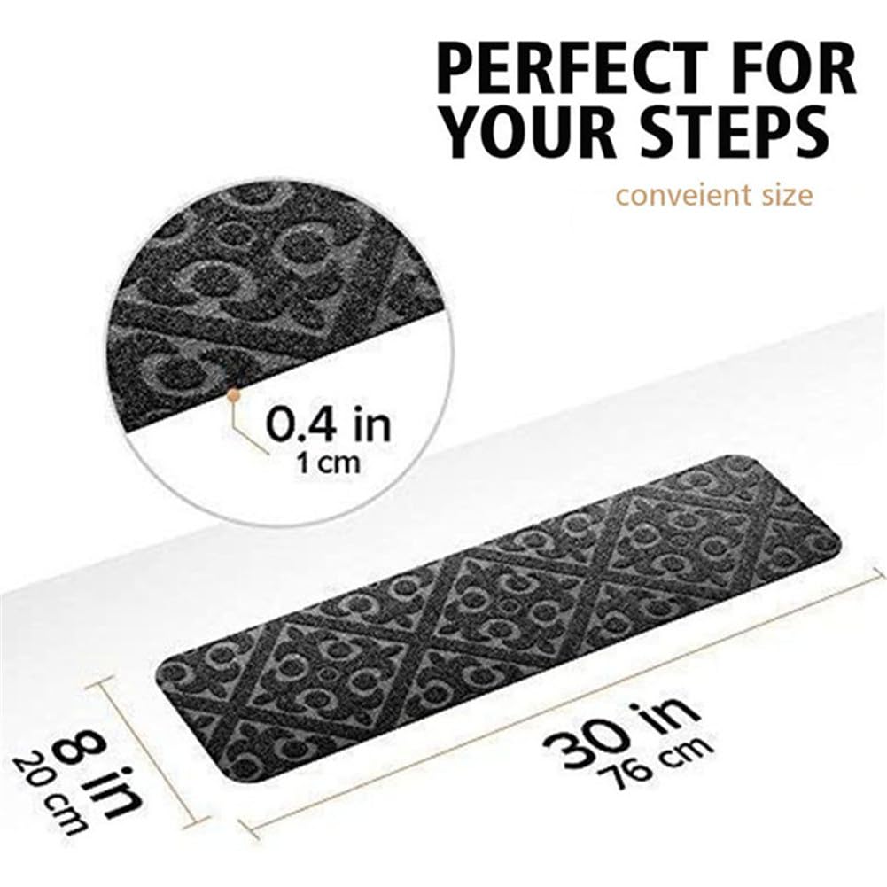 Lot de 15 tapis d'escalier autocollants, antidérapants, amovibles et réutilisables, idéal pour les enfants, les personnes âgées et les animaux domestiques (15 pièces, gris diamant)