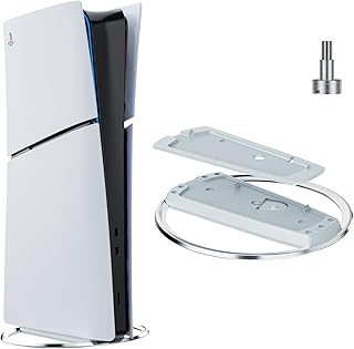 PS5 Slim/PS5 Vertical Stand (with Screws), Metal Stabilizing Base for PS5 Slim/PS5 Console Digital/Disc Versions, TanRegin...
