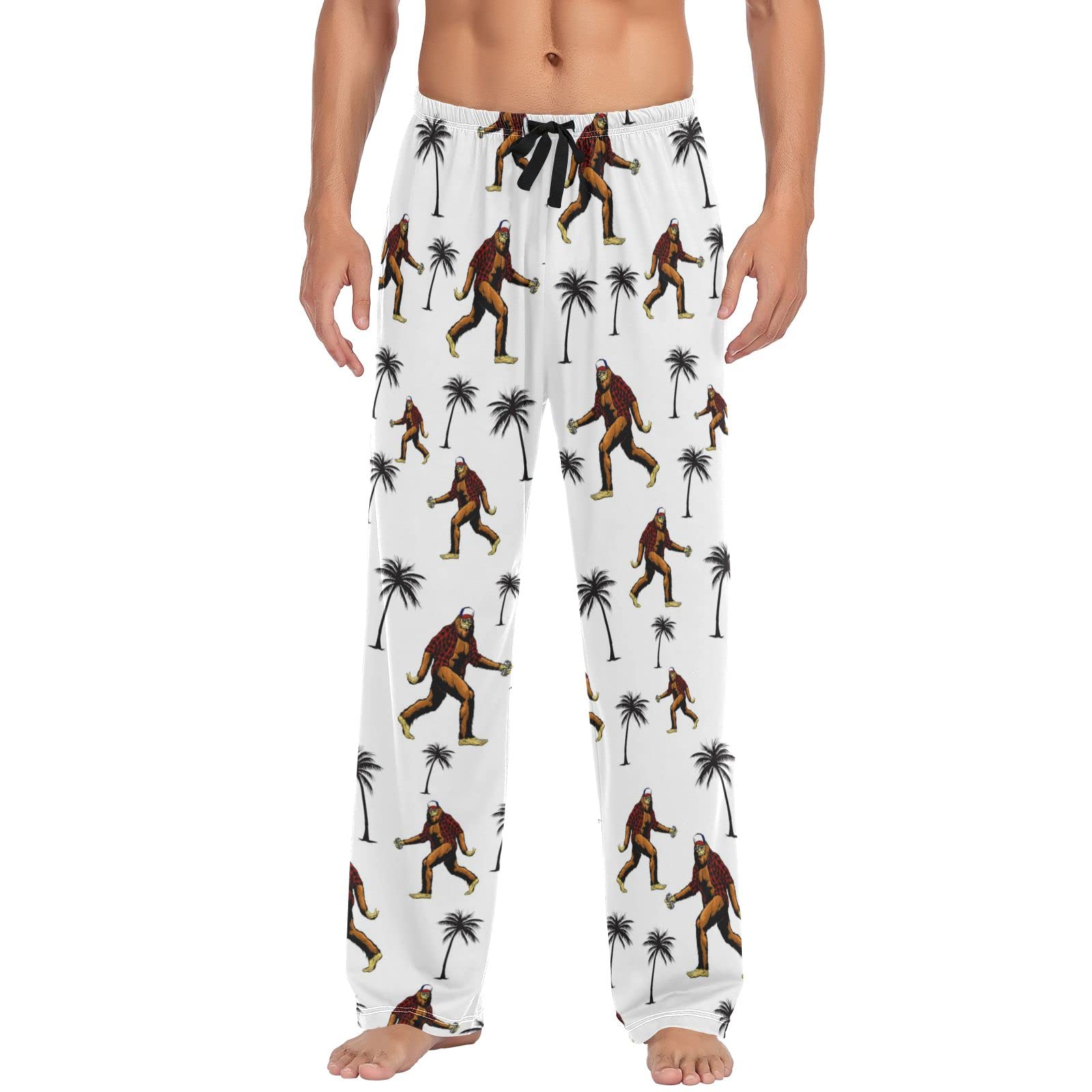 HURPAN Men's Drawstring Pajama Pant Straight-Fit Sleep Lounge PJ Bottoms with Pockets