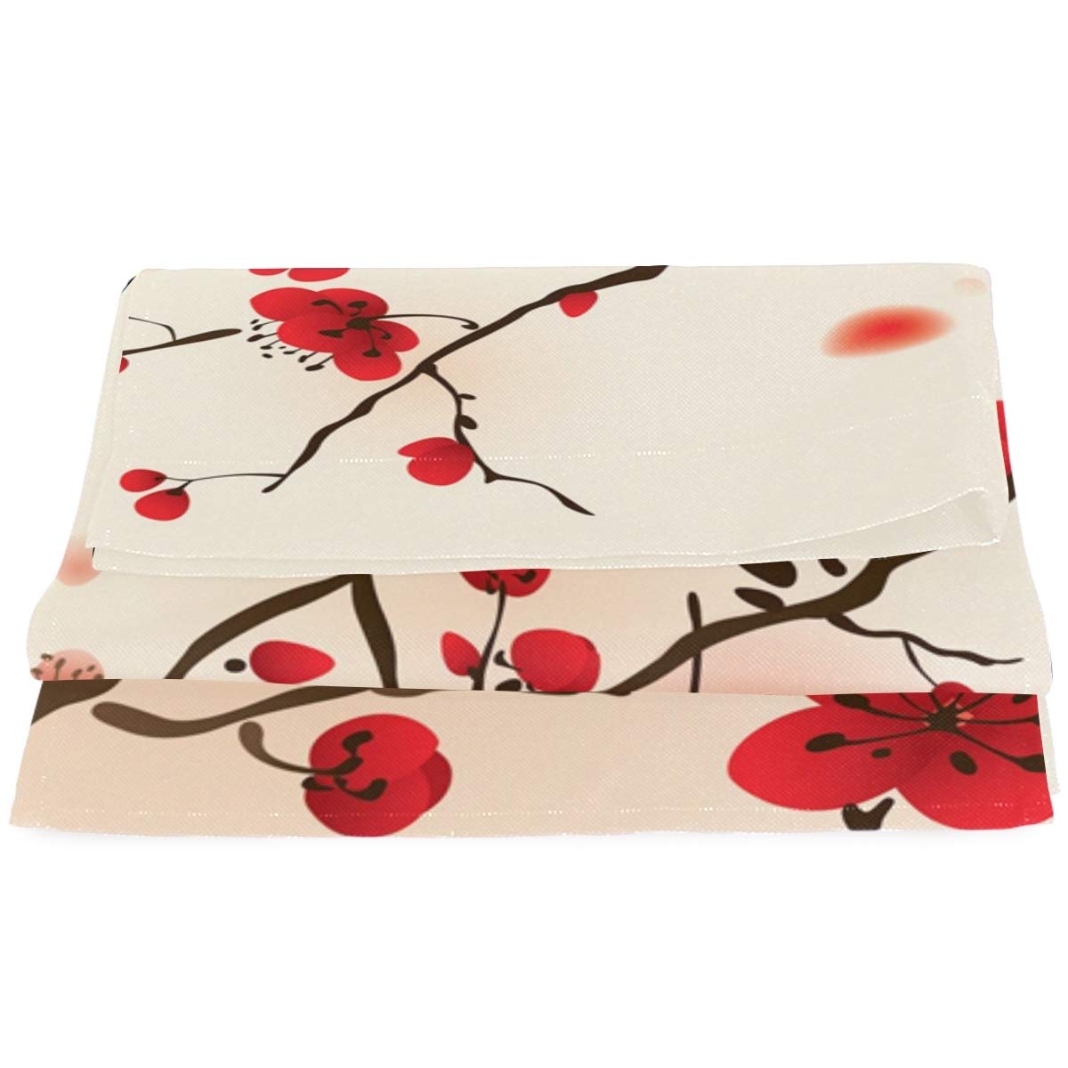 暖簾　紬　赤色 花柄３枚仕立て　フリンジ付き 暖簾 紬 赤色 花柄3枚仕立て フリンジ付き