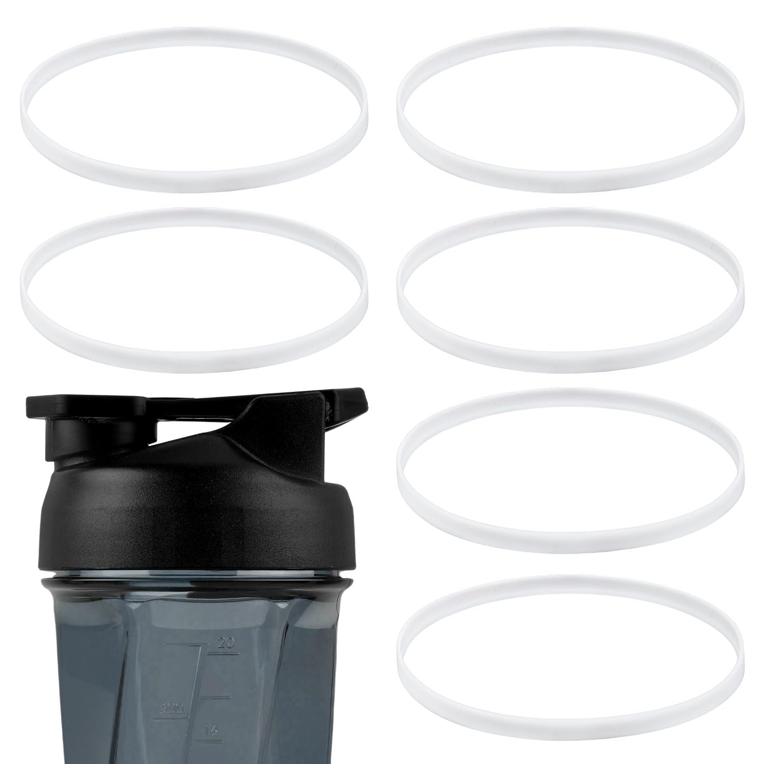 6pcs Gasket for HELIMIX 2.0 Vortex Blender Shaker Bottle 28oz, Silicone Sealing Ring Seal Parts Leak-Proof Water Bottle Lid O Ring Seal Part for Cup Lid BPA Free Accessories Replacement(White)