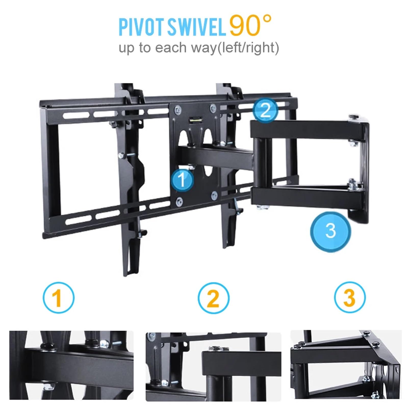 SERDAS Supporto da parete per TV ad angolo, inclinabile e girevole, supporto per TV Full Motion per schermi piatti LCD, LED, plasma da 32-65 pollici