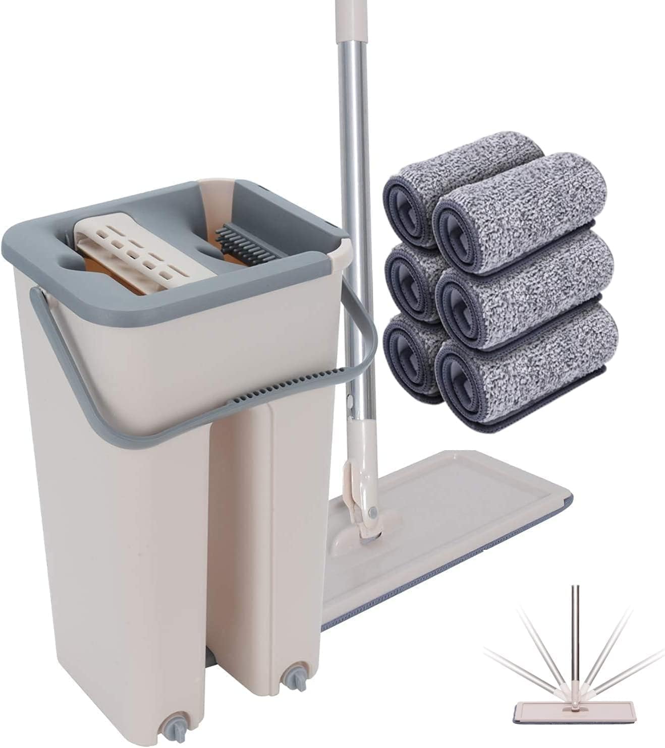 Floor Mop and Bucket Set − Easy and Simple Squeeze Mop Bucket, Flat Mop