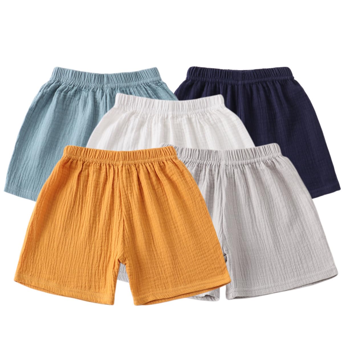 3er Pack Baby Kinder Jungen Mädchen Baumwolle Leinen Shorts Sommer Musselin Kurz Hose 6 Monate-6 Jahre Sommerhose Leichte Atmungsaktive Einfarbige Lässige Kurze Hosen Gr. 74/80/86/98/104/116