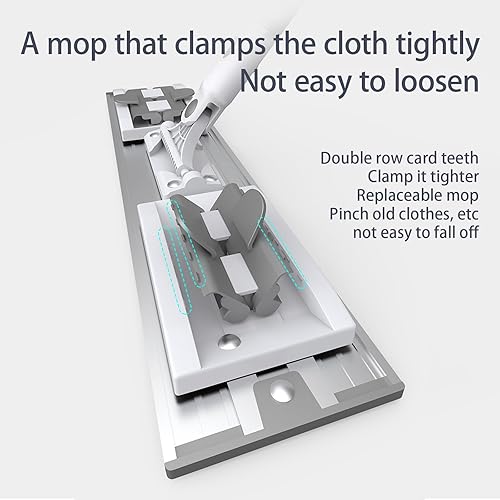 Miniatura 9 de Mopa plana de microfibra para limpieza de suelos, base de aluminio de 15.7 pulgadas (15.7 in), mango de aluminio de 4 secciones de 52 pulgadas, uso