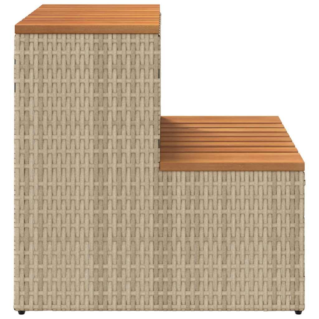 vidaXL Whirlpooltreppe Beige 50x50x50,5 cm Poly Rattan Akazie Massiv, Whirlpool-Stufe, 2-Stufen-Leiter, Tritthocker, Stufe für Whirlpool, Poolleiter