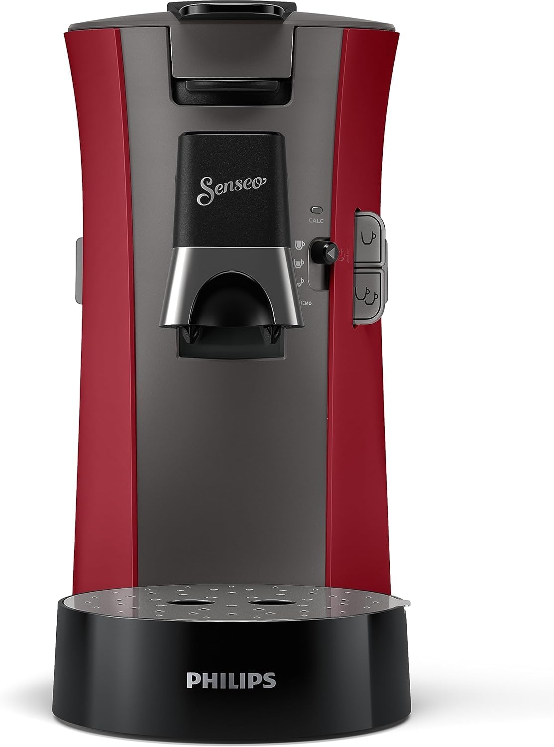 Philips Senseo Select Kaffeepadmaschine Bundle mit 66 Kaffeepads,3 Kaffeespezialitäten, Memo-Funktion, Crema Plus, Intensität Plus, aus recyceltem Plastik, 0,9L, Rot (CSA240/90)