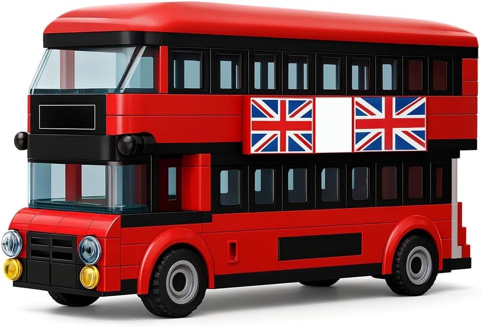 Toyana 488 Pieces London Bus Building Blocks Set, Double City Bus Model Kit with 3 Mini Figures, City Stop Construction Toy, Creative DIY Educational STEM Family Game Gift Set for Boys Girls Ages 3+