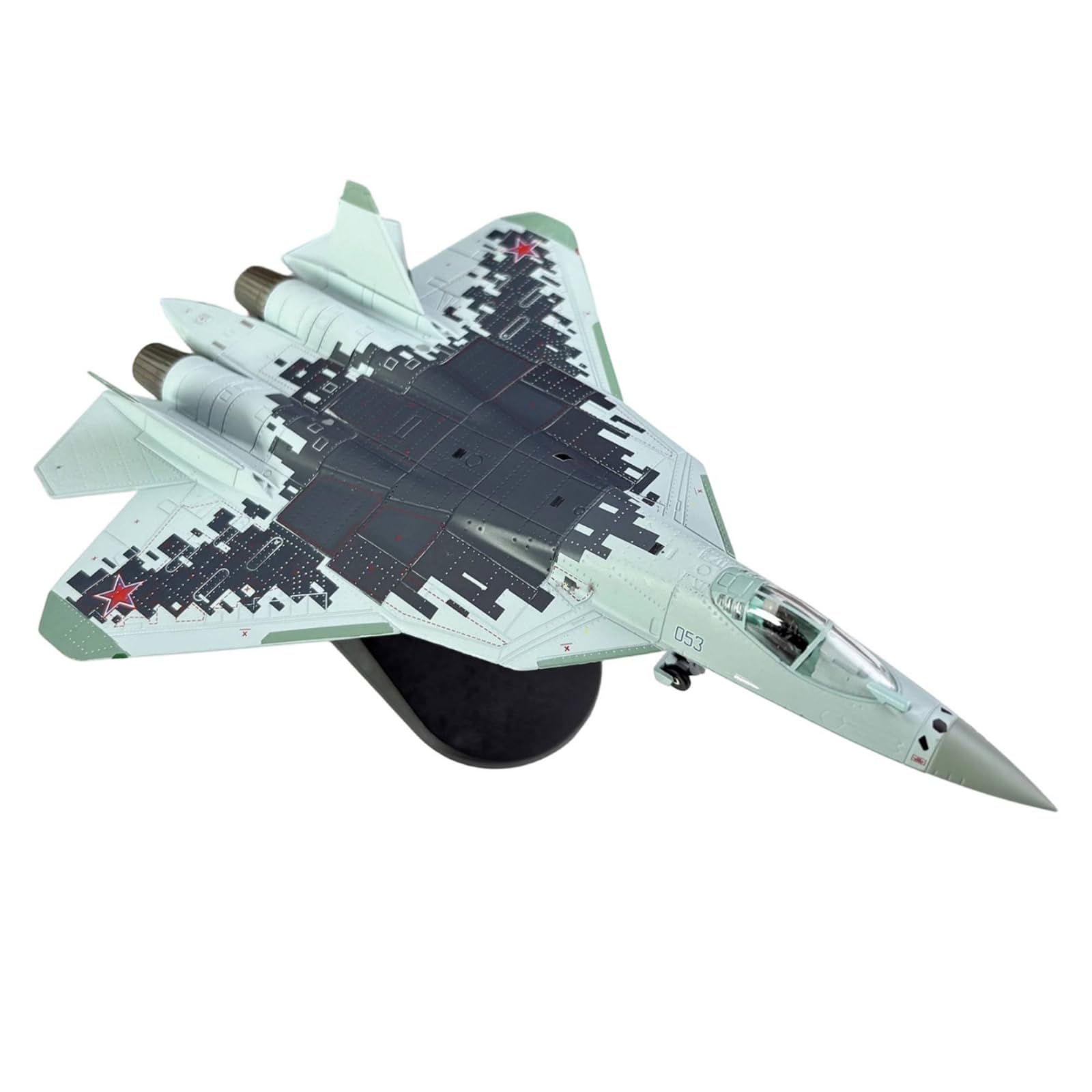 Modello Aereo da Esposizione Modello Aereo da Collezione Jet da Caccia Riproduzione Statico Miniatura con Supporto in Lega E Dettagli Della Fusoliera, SU57 Mimetico Digitale Standard
