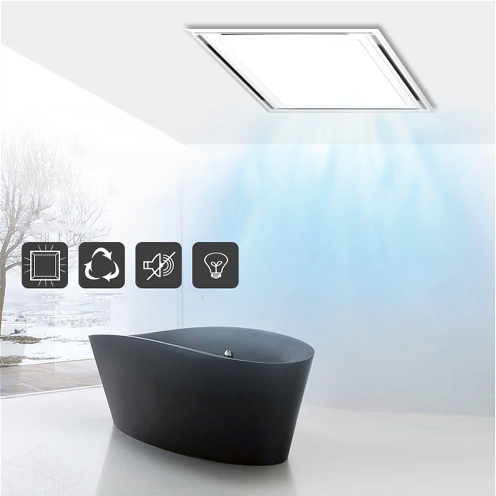 Ventilador Ventilador de techo integrado de 30x30cm, combinación de iluminación for baño, cocina, extractor de alta potencia Cuarto de baño