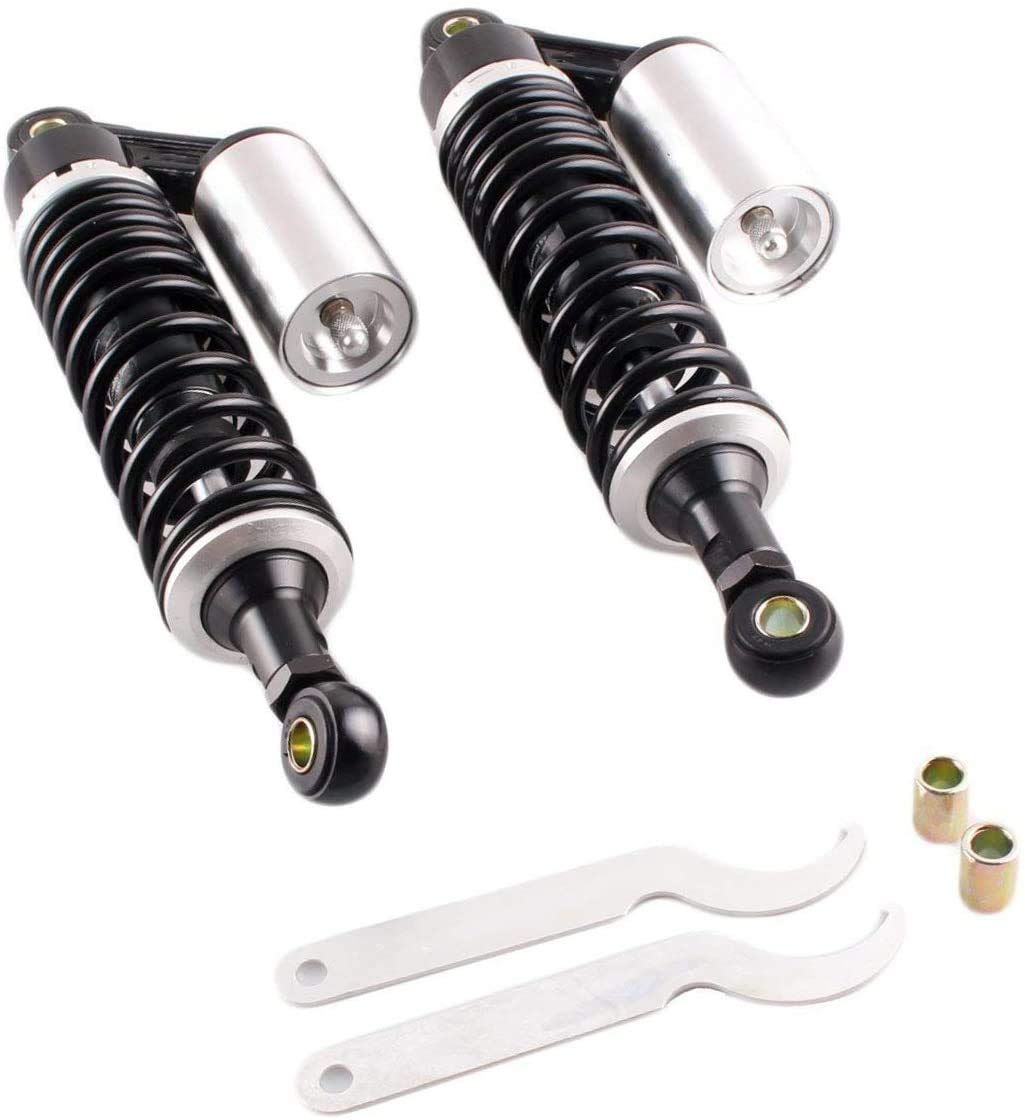 SooseeOne Pair 320mm Universal Motorcycle Air Shock Absorbers ATV Go Kart Quad Dirt Sport Bikes (Blue & Silver)