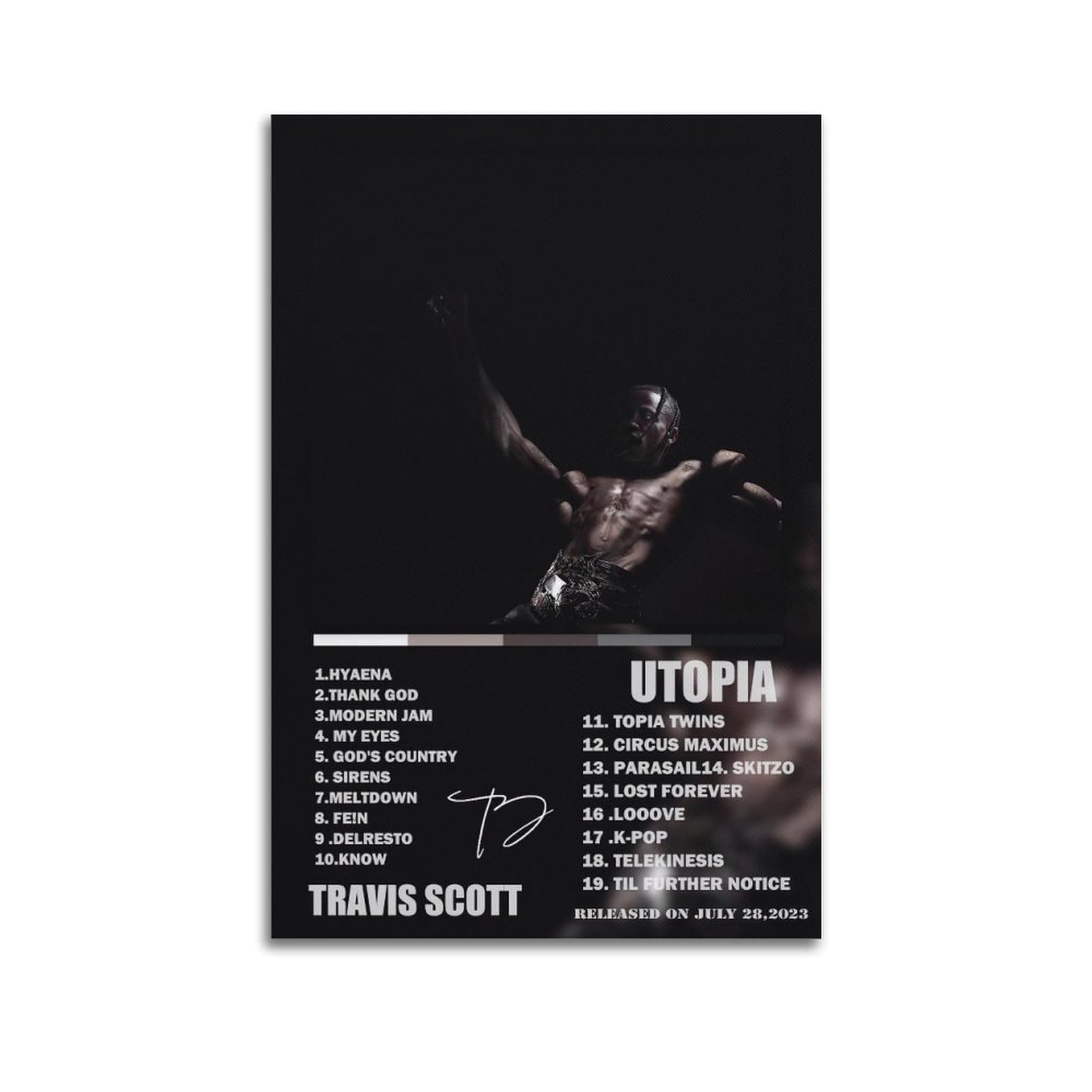 CHYCYGDH Travis Scott Poster UTOPIA Album Poster Art Decor Painting Aesthetic Wall Art Canvas for Bedroom12x18inch(30x45cm) Style