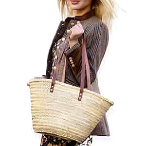 バッグ French Baskets Amazon.com: French Basket Bag with Long Leather Handles