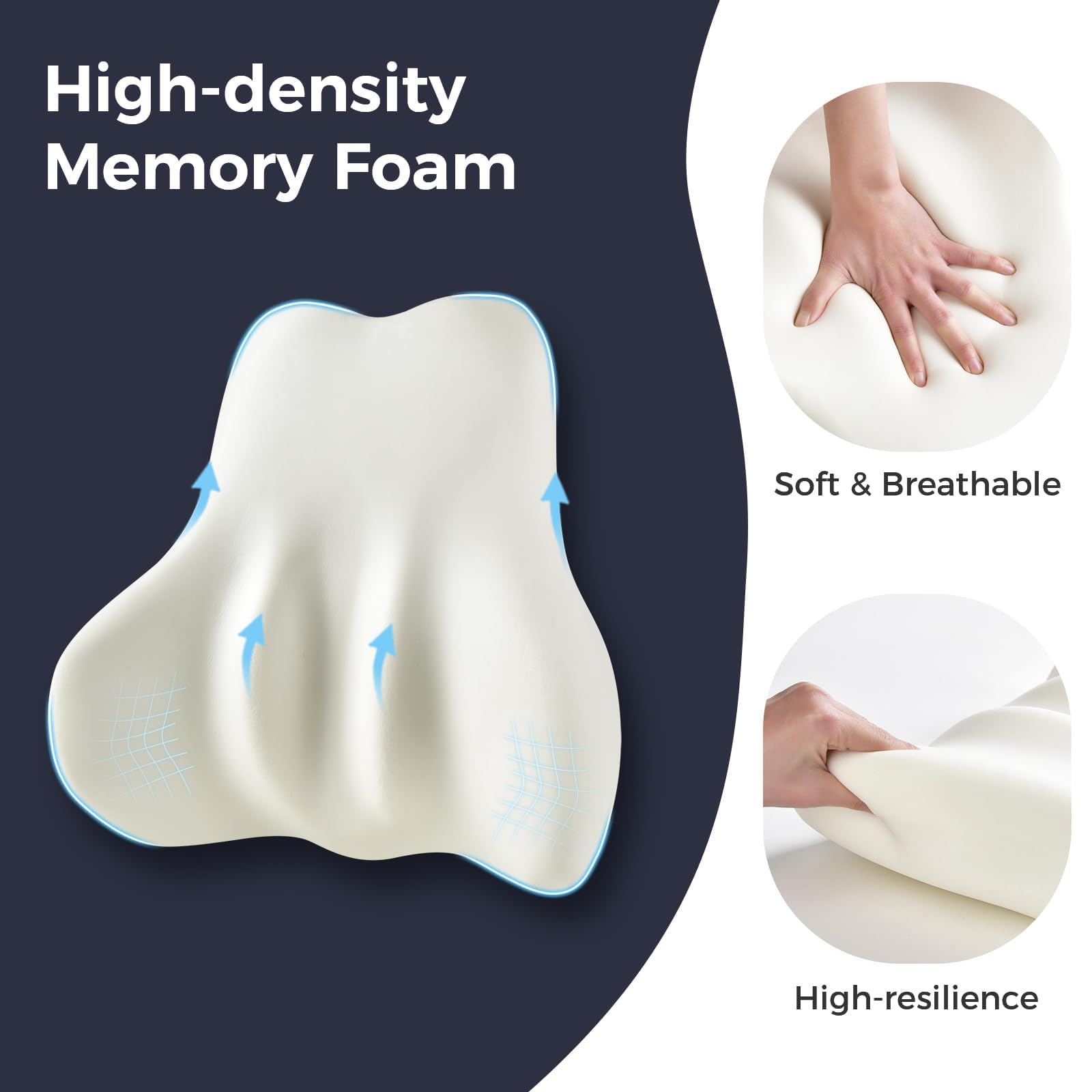 Coverado Lumbar Support Pillow for Car Ergonomic Memory Foam Back Pillow for Office Chair Back Cushion for Back — view 4