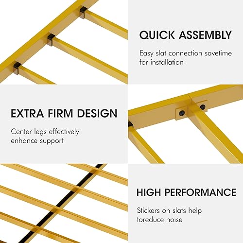 Miniatura 8 de Vabches Base de cama flotante tamaño Queen con luces LED, base de cama tapizada con estación de carga y almacenamiento, soporte de listones de