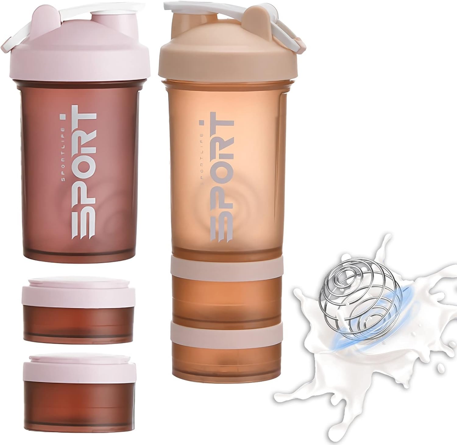 EYSOO Protein Shaker Bottle 2 Pack 500ml / 17oz Shaker Bottle for