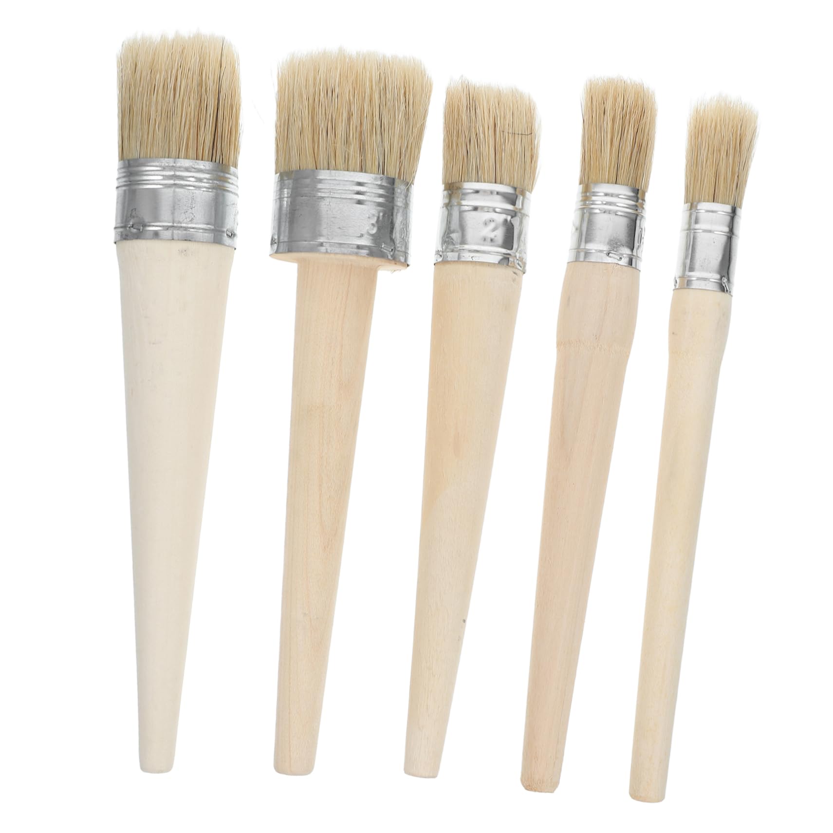 Gadpiparty 5piezas Pinceles Redondos De Cerdas Naturales para Pintar y Encerar Muebles De Mangos De Diámetros De Herramientas para Proyectos De Decoración y Manualidades