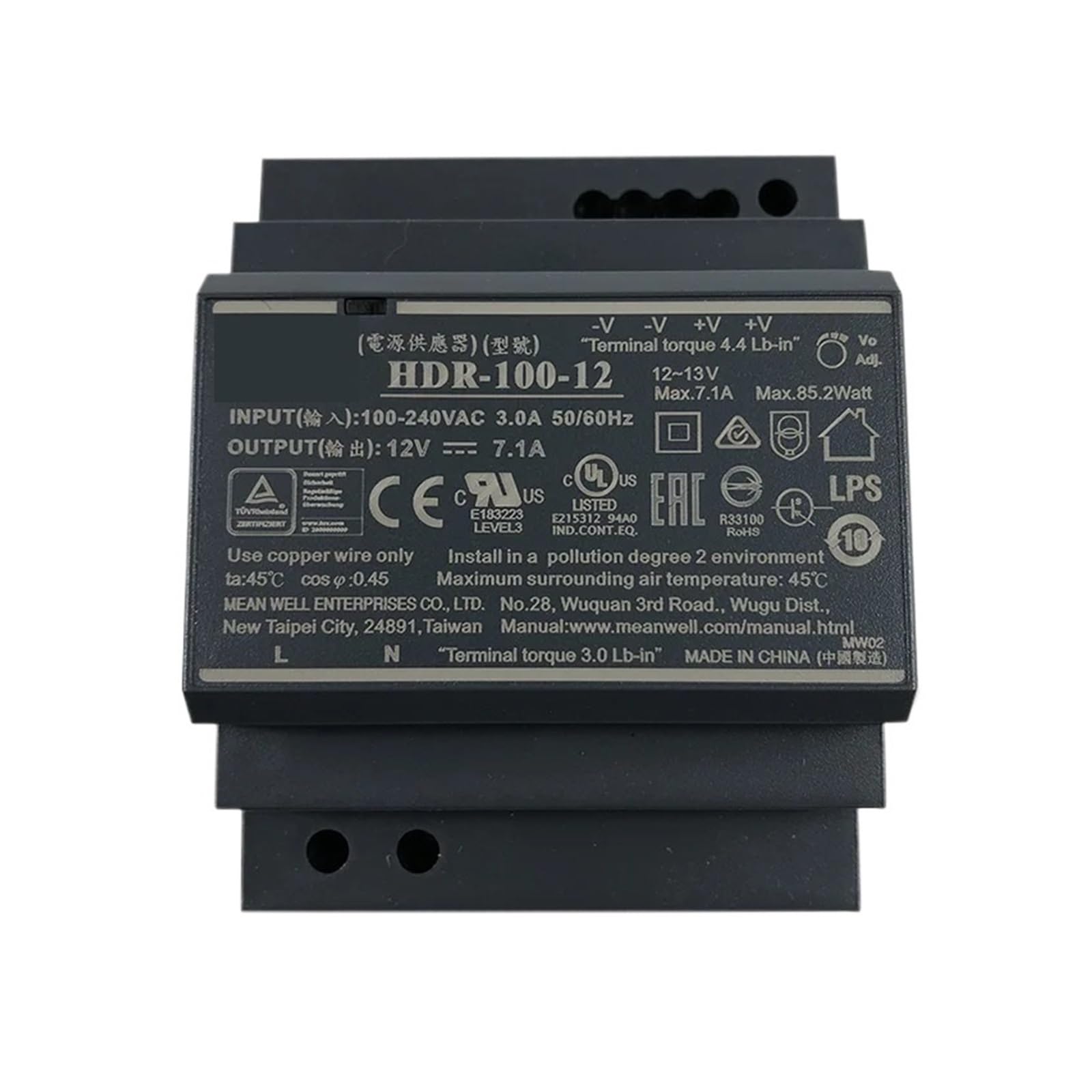 SWEWDSQG HDR-100 Series Switching Power Supply 85-100W 12V 15V 24V 48V Output Adjustable Voltage 7.1A 6.13A 3.83A 1.92A(HDR-100-15V 6.13A)