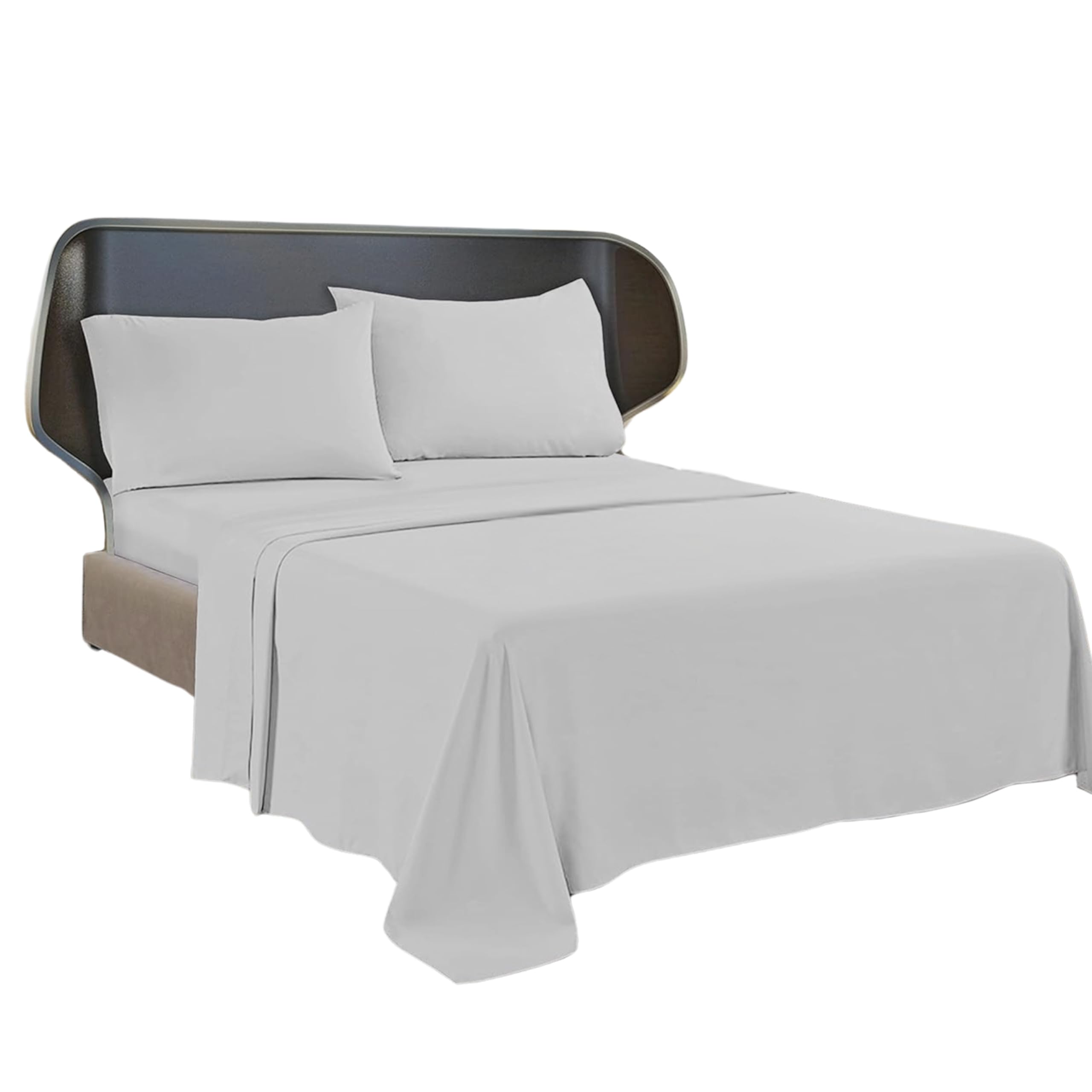 Brit Cotton 200TC Flat Bed Sheet, Rich Cotton, Breathable, Durable, Smooth, Comfortable & Soft Easy care Flat Bed Sheets (Silver, Single) — image 1