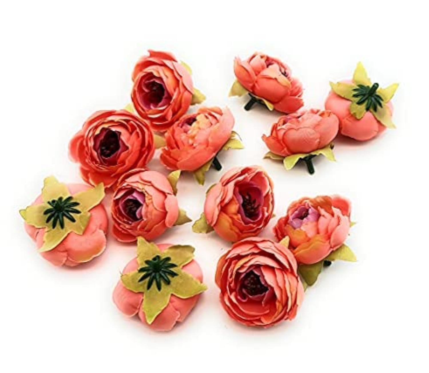 12 Pcs Artificial Peony Rose Flowers | Fake Fabric Floral Heads for Home Decor, Wedding Bouquets Mandir Pooja DIY Craft Gift Wrapping & Festival Decorations (Peach, 4 cm)