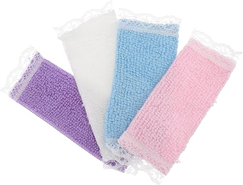 4pcs casa de muñecas toalla de baño miniatura accesorios de baño 1: 12 casa de muñecas muebles de baño muñecas casa juego casa accesorio para niños