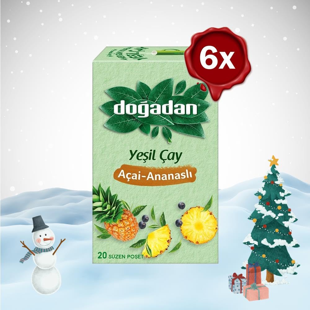 Dogadan Yılbaşı Paketi Yeşil Çay Açai Ananaslı Bardak Poşet Çay x 6