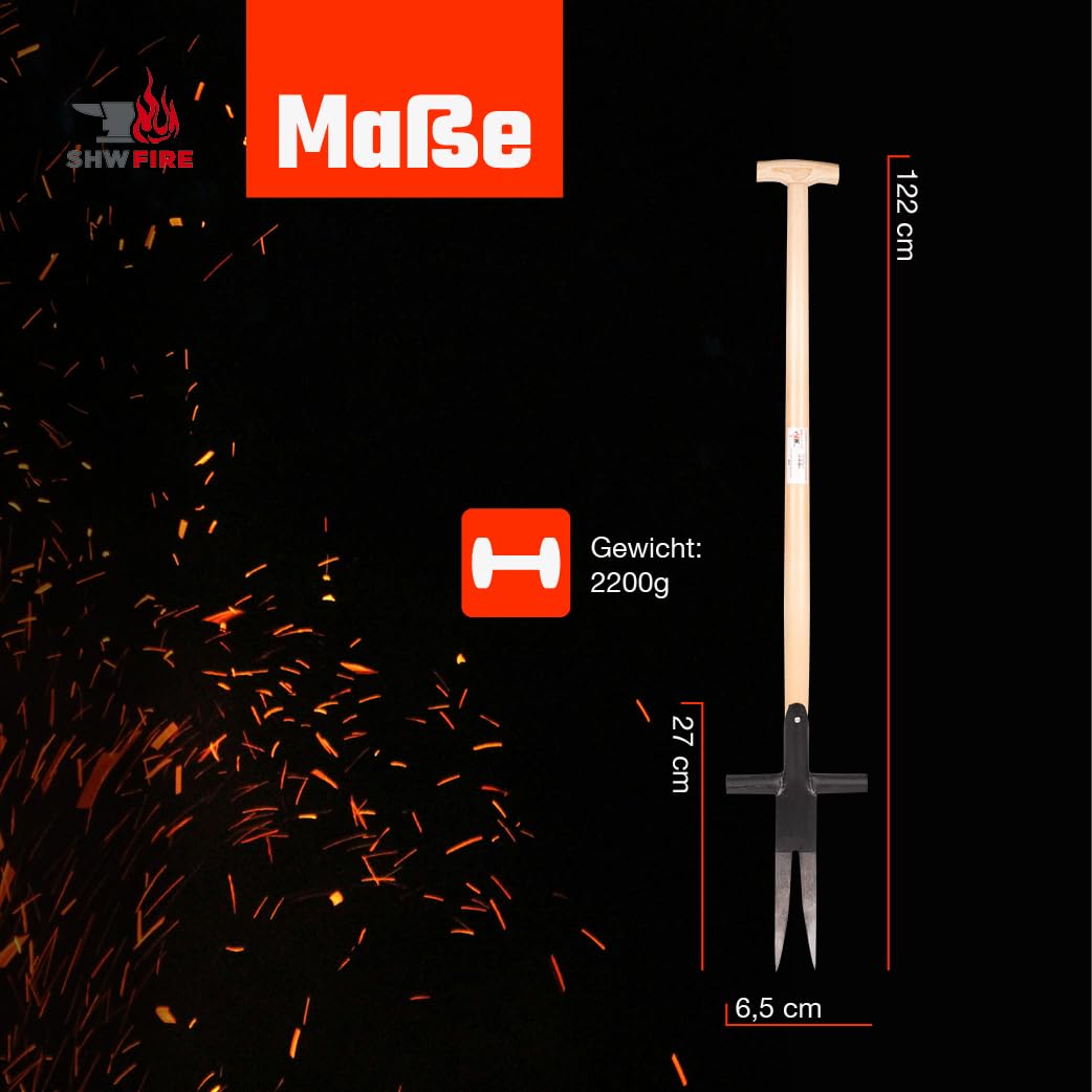 SHW-FIRE Ampferstecher 95cm - Geschmiedeter Stahl für die Unkrautbekämpfung | Made in Germany | Für Unkrautentfernung im Garten | Präzises Ausstechen von Ampfern und Unkraut | Schmiedequalität