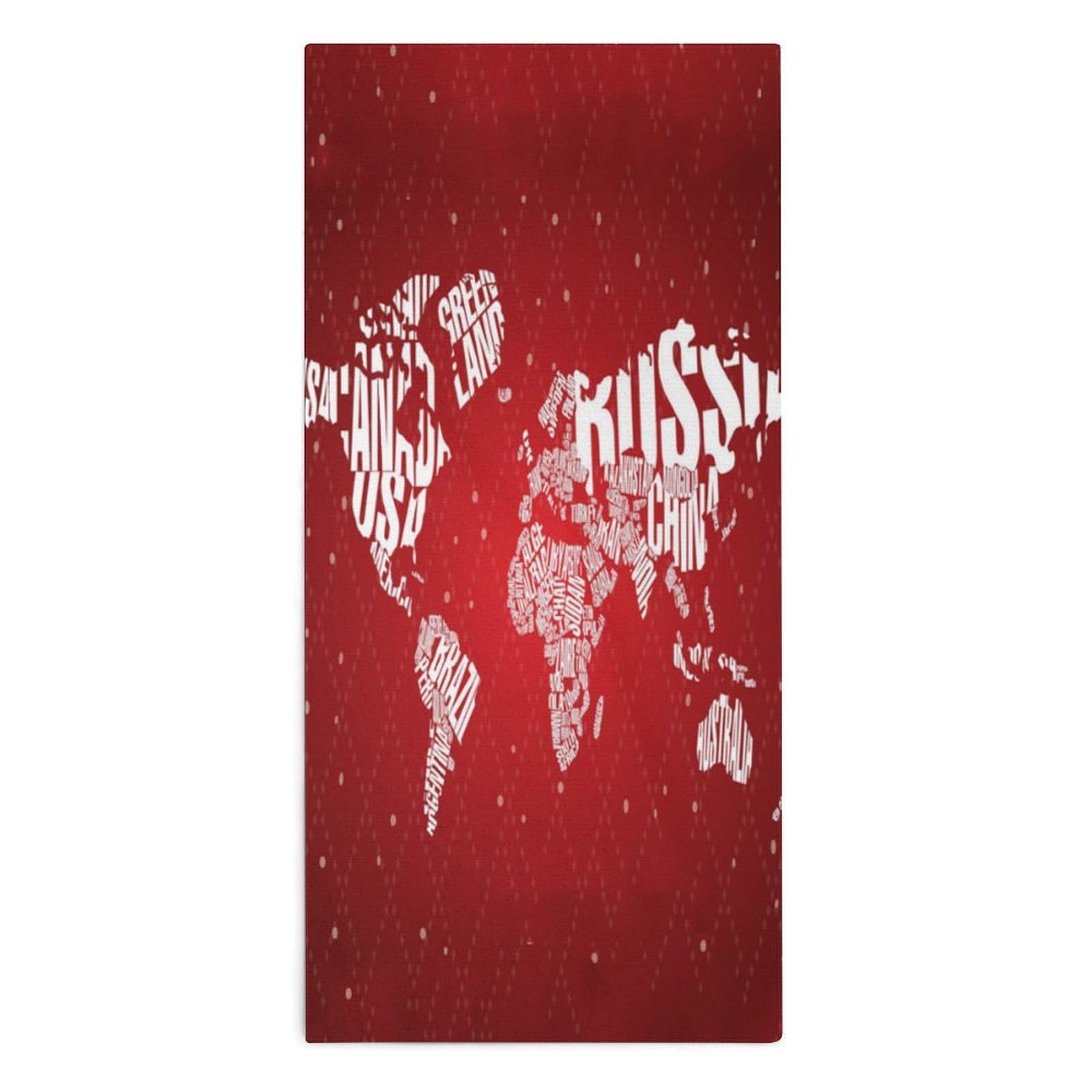 TXFBTRFSA Merry Christmas World Map Hand Towels for Adult Face Towel Bath Beach Swim Accessories