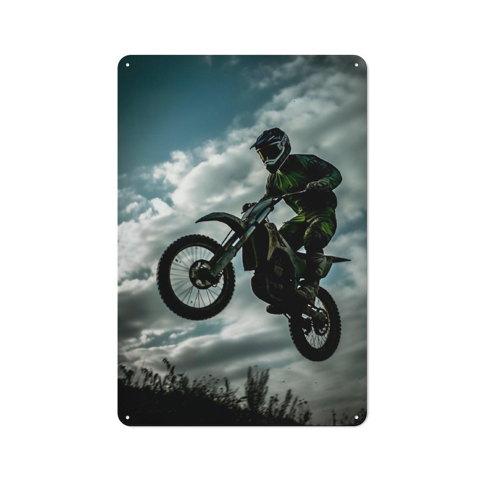 Junmoney Motocross Big Jump Metal Wall Sign 30X20cm Featuring For Living Room Wall, For Decorating Living Rooms And Feature Walls